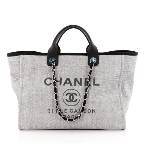 chanel grey tote|chanel chain tote.